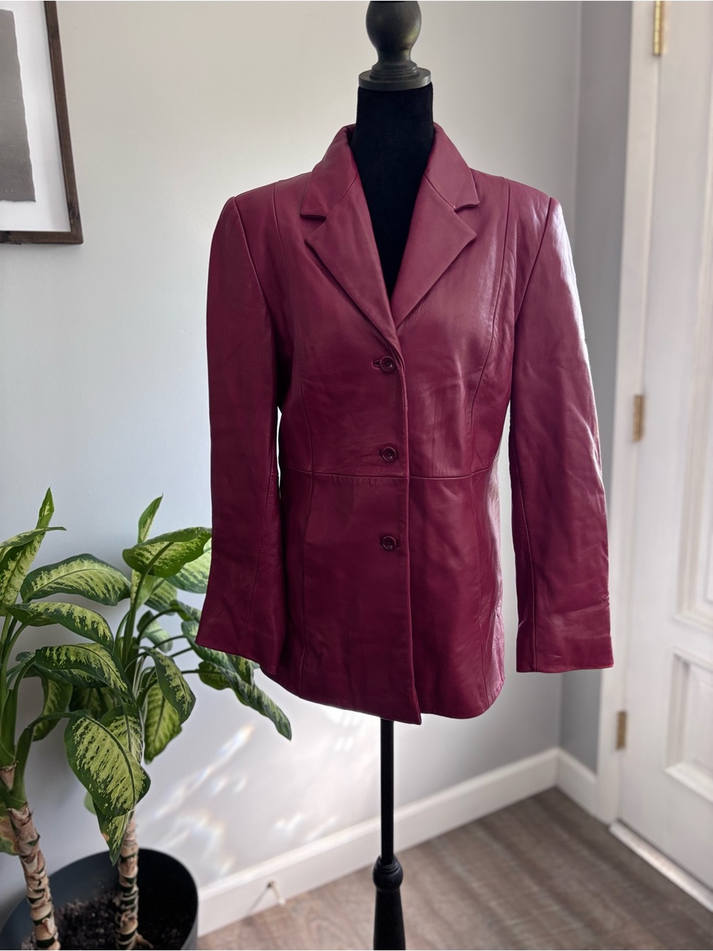 Vintage Lord & Taylor Oxblood Leather Blazer Jacket